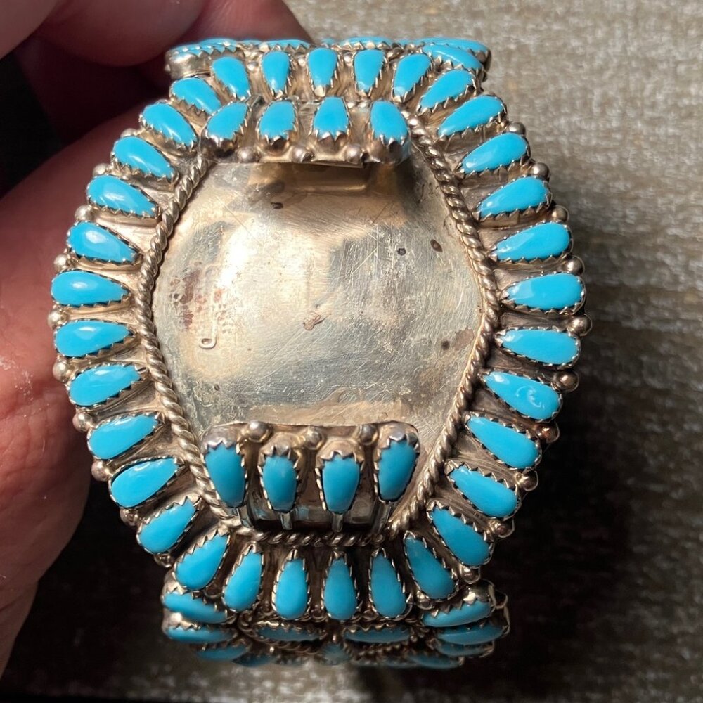 Sterling Silver Zuni Turquoise Watch Cuff